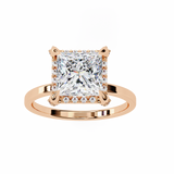 2.3 CT Princess Cut Lab Grown Diamond Ring in 14K Gold