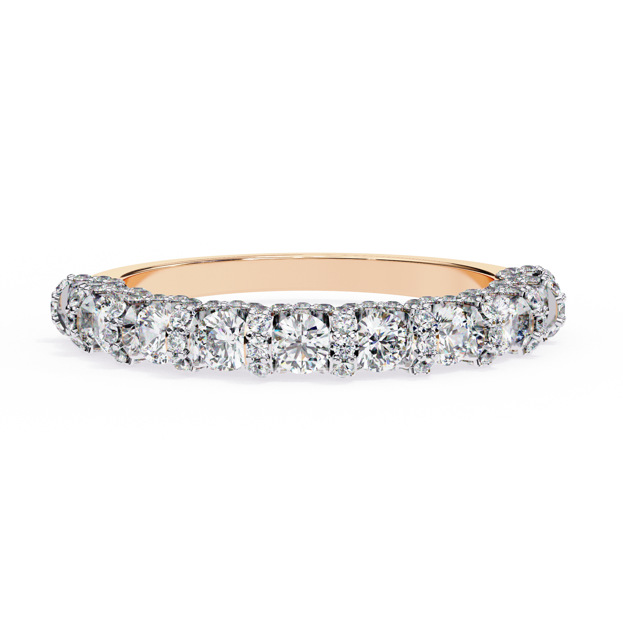 WOKE™ 1.15 carat round cut Lab grown diamond half band with U bezel in 14k gold