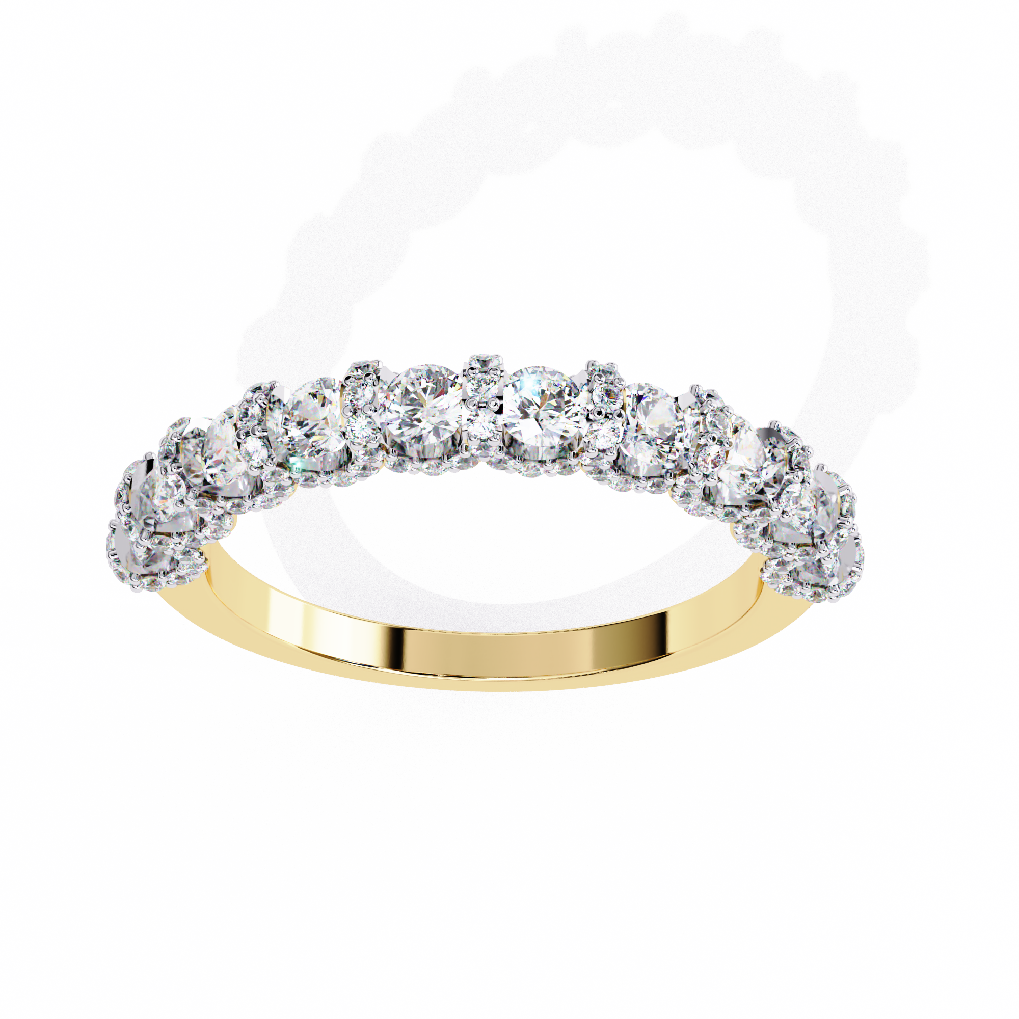 WOKE™ 1.15 carat round cut Lab grown diamond half band with U bezel in 14k gold