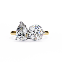 2.70 carat toi et moi pear and round lab grown diamond ring