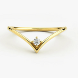 Chevron Ring with Round Lab Grown Diamond in 9K/14k Gold |WOKE