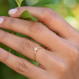 Chevron Ring with Round Lab Grown Diamond in 9K/14k Gold |WOKE
