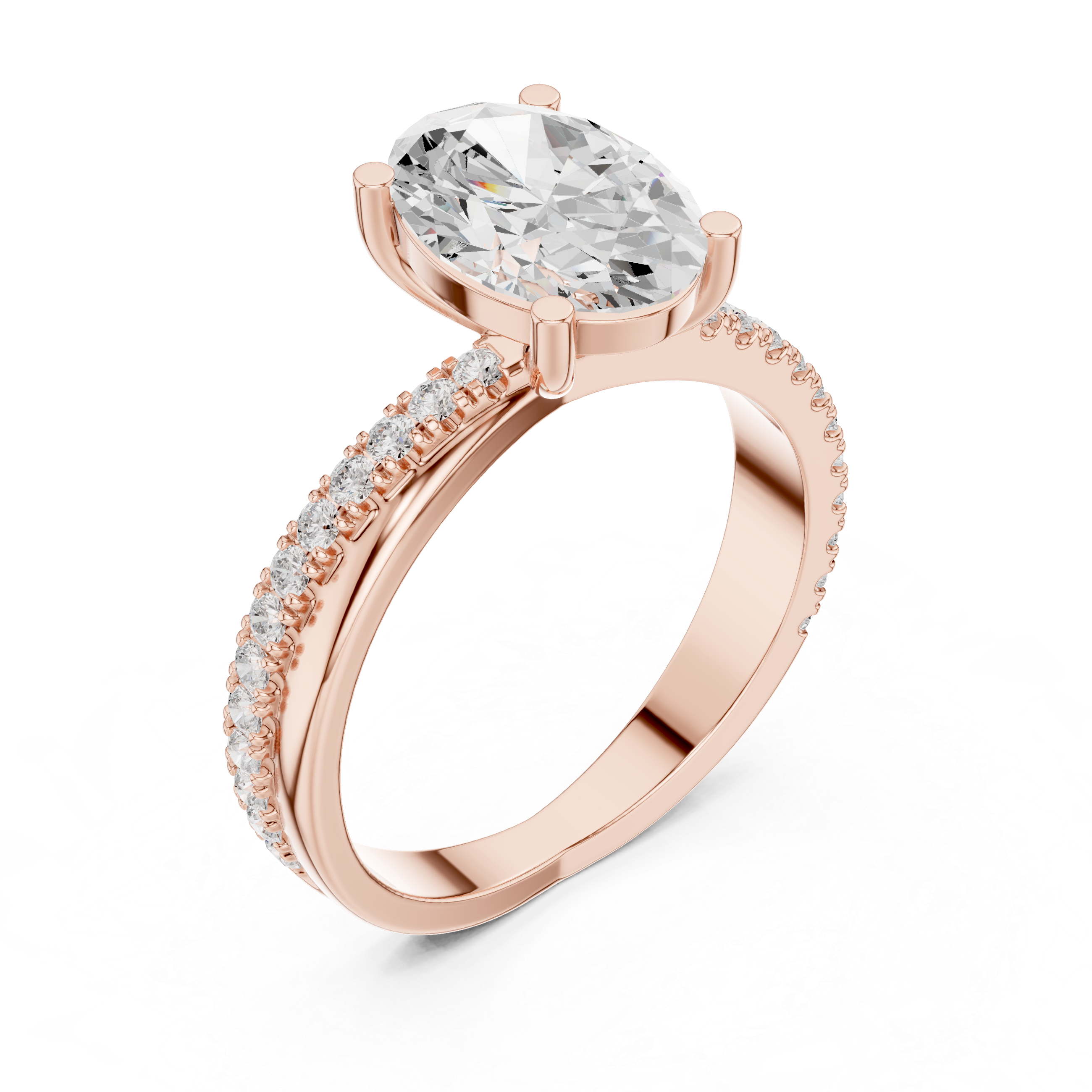 0.312 CT Oval & Round Lab Grown Diamond Ring | WOKE