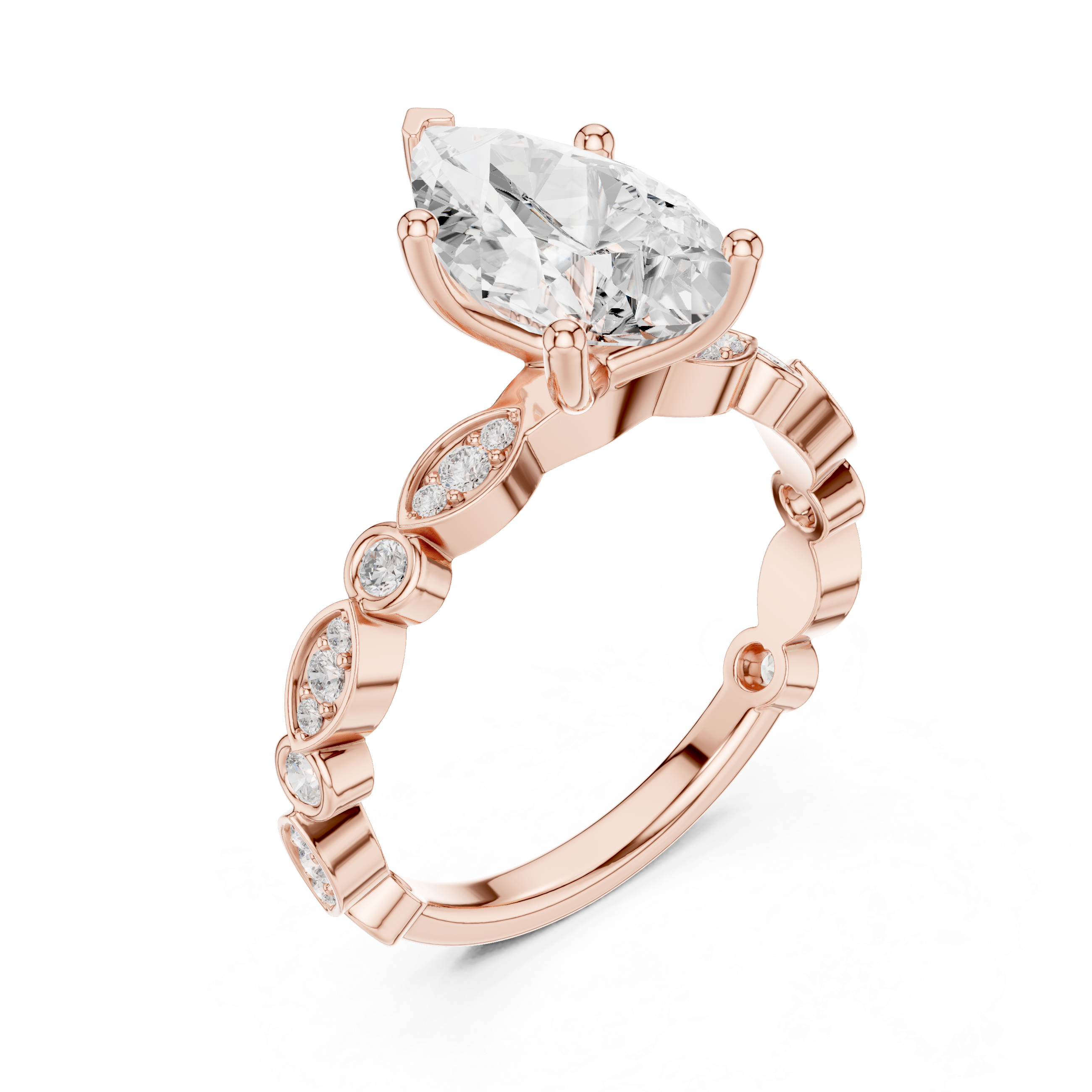 2.294 CT Pear & Round Lab Grown Diamond Ring | WOKE