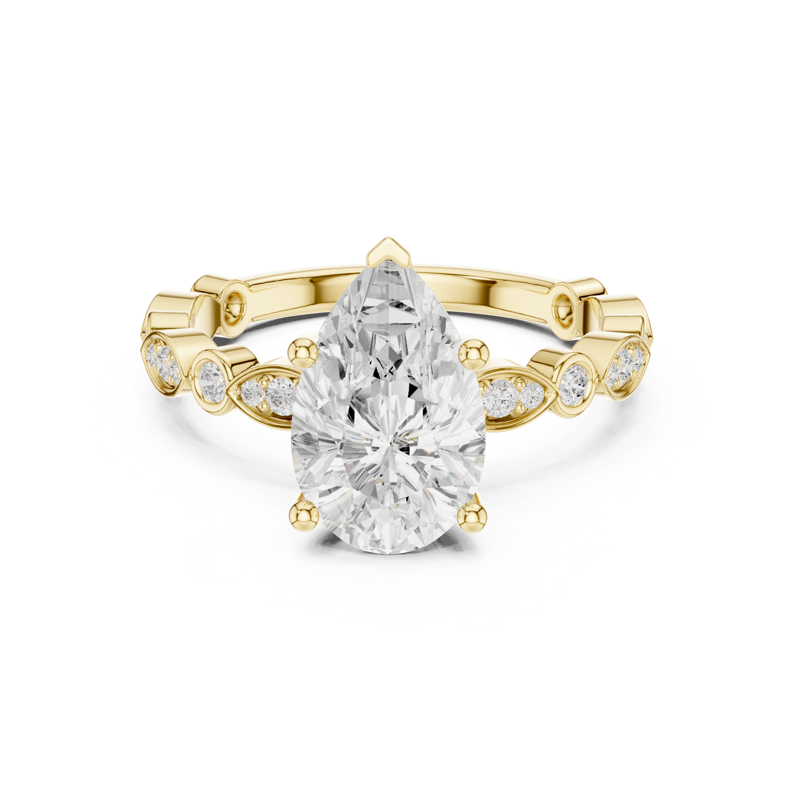 2.294 CT Pear & Round Lab Grown Diamond Ring | WOKE