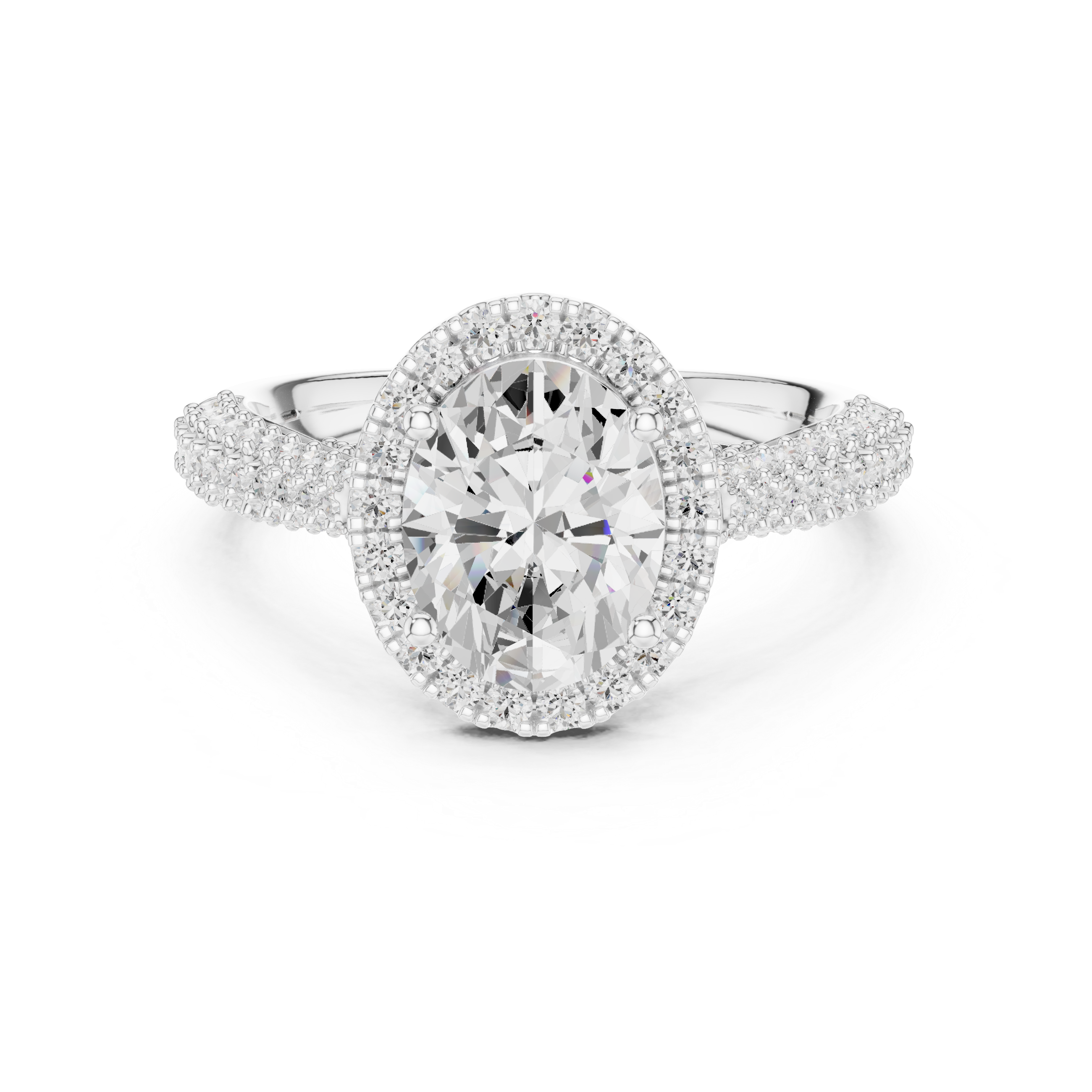 2.388 CT Oval & Round Lab Grown Diamond Ring | WOKE