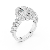 2.97 CT Oval &  Round Lab Grown Diamond Ring | WOKE