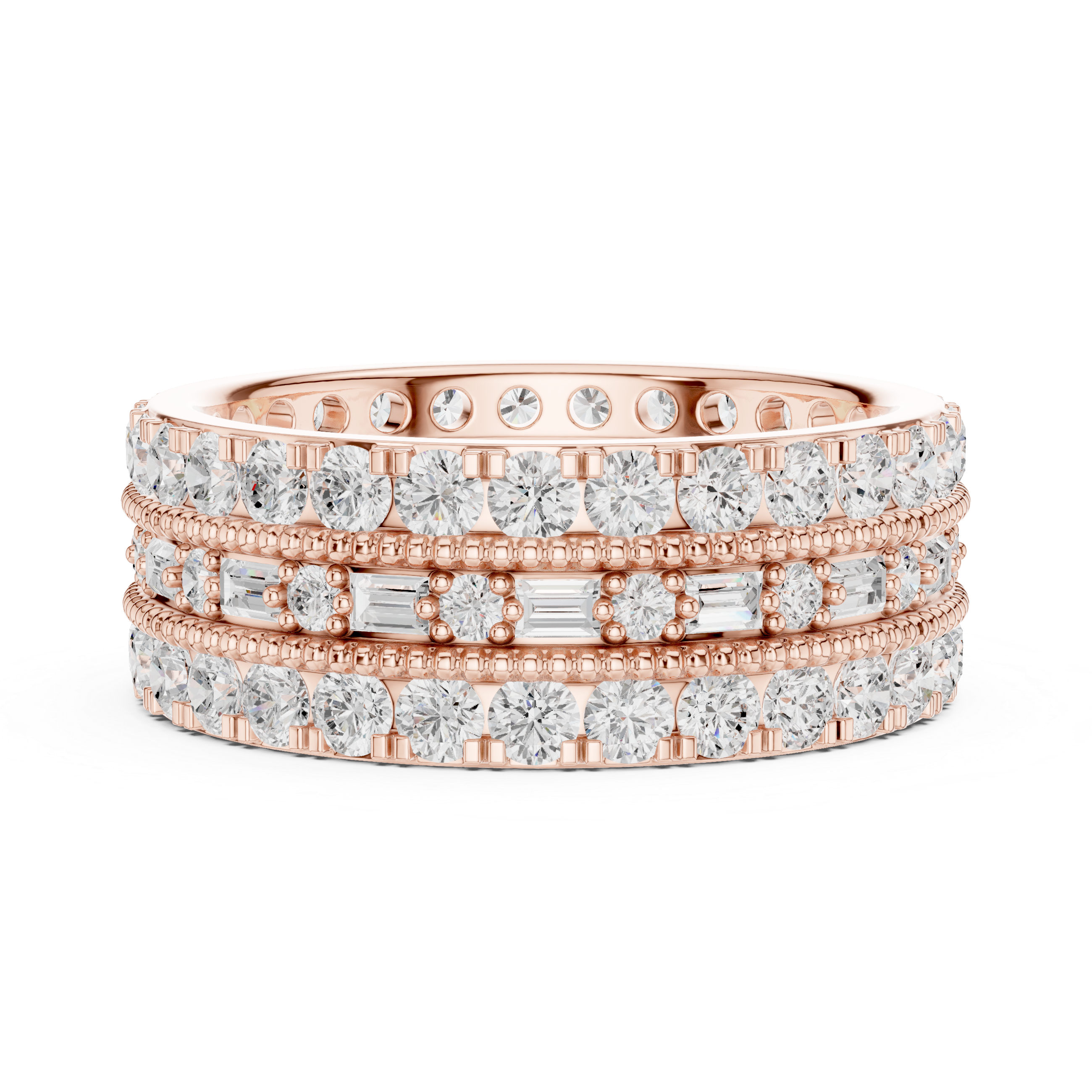 2.27 CT Round & Baguette Lab Grown Diamond Ring | WOKE