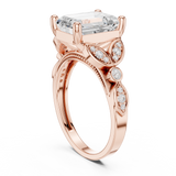 3.31 CT  Emerald & Round Lab Grown Diamond Ring | WOKE