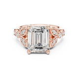 3.31 CT  Emerald & Round Lab Grown Diamond Ring | WOKE