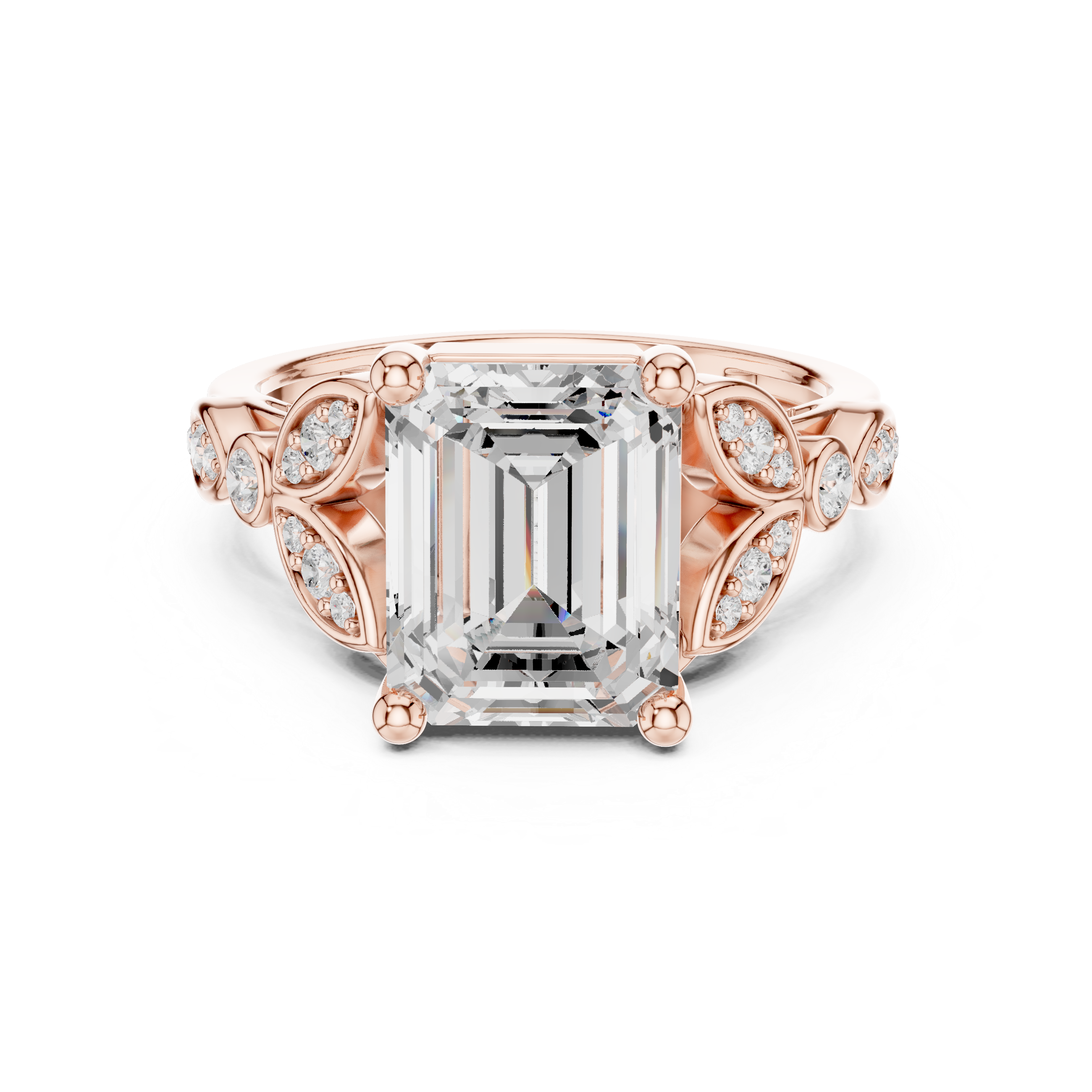 3.31 CT  Emerald & Round Lab Grown Diamond Ring | WOKE