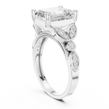 3.31 CT  Emerald & Round Lab Grown Diamond Ring | WOKE