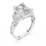 3.31 CT  Emerald & Round Lab Grown Diamond Ring | WOKE