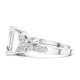 3.31 CT  Emerald & Round Lab Grown Diamond Ring | WOKE