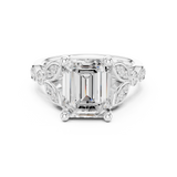 3.31 CT  Emerald & Round Lab Grown Diamond Ring | WOKE