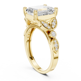 3.31 CT  Emerald & Round Lab Grown Diamond Ring | WOKE