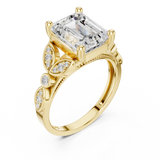 3.31 CT  Emerald & Round Lab Grown Diamond Ring | WOKE