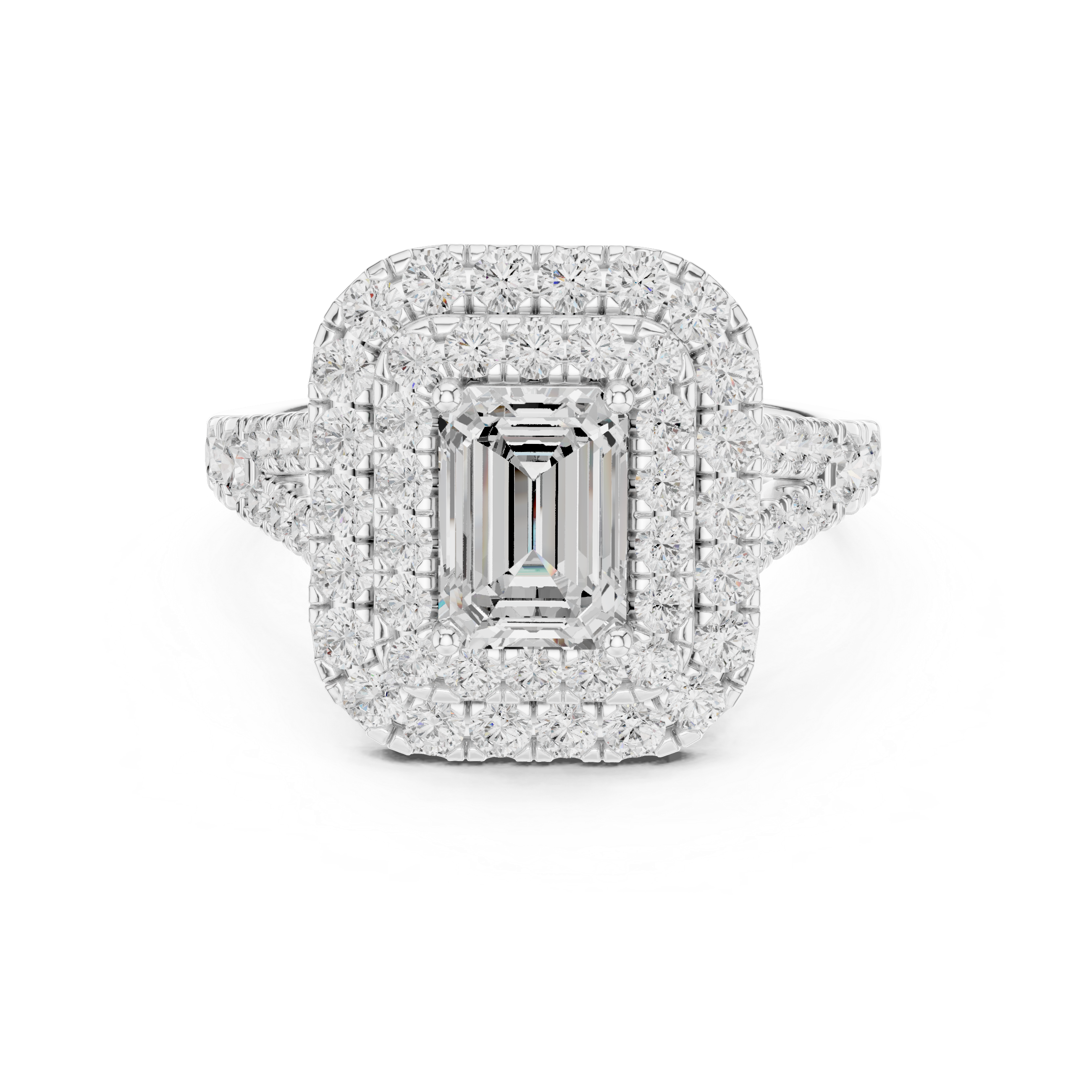 2.5 CT Emerald & Round Lab Grown Diamond Ring | WOKE