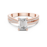 0.26 CT Emerald &  Round Lab Grown Diamond Ring | WOKE