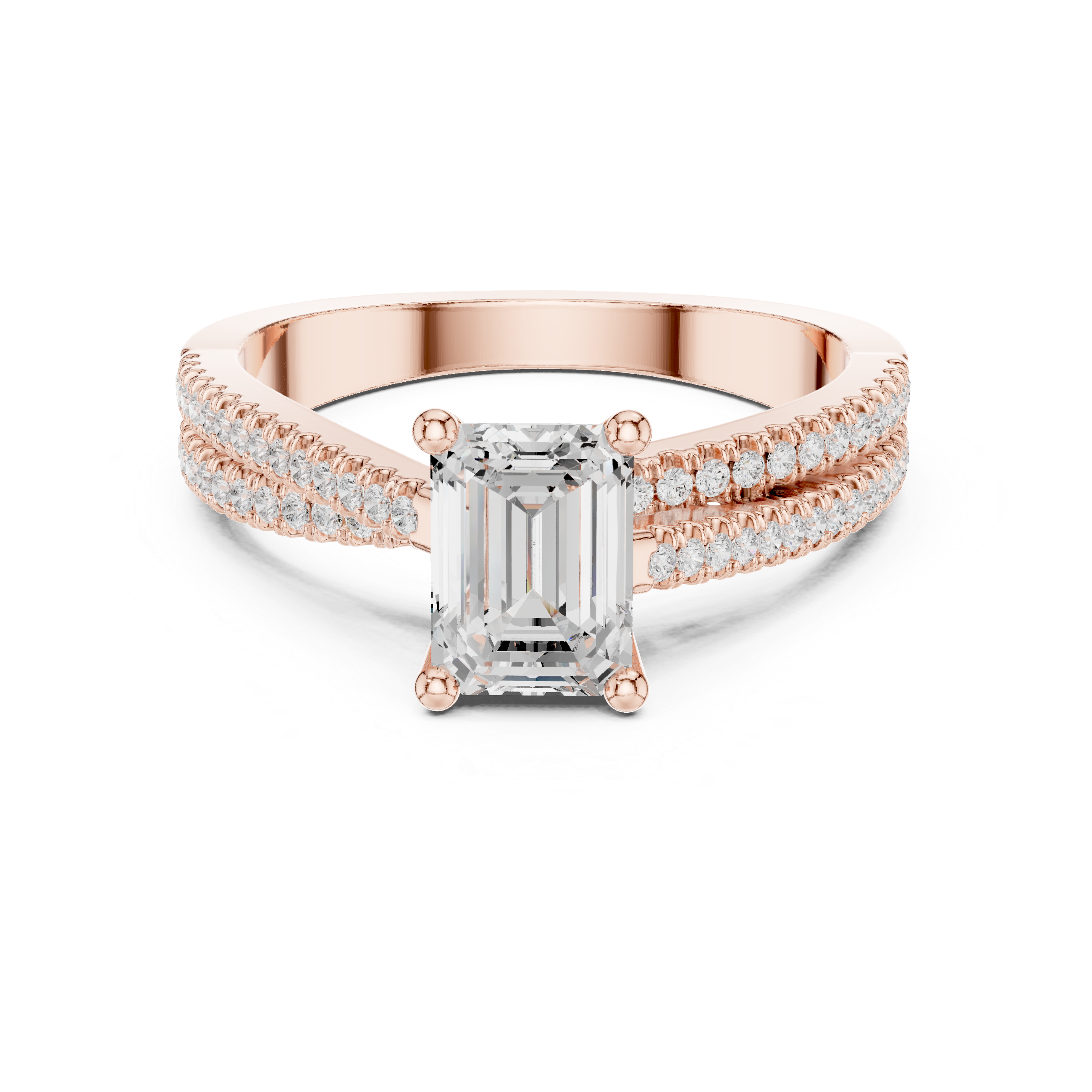 0.26 CT Emerald &  Round Lab Grown Diamond Ring | WOKE