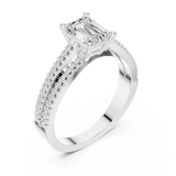 0.26 CT Emerald &  Round Lab Grown Diamond Ring | WOKE