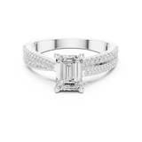 0.26 CT Emerald &  Round Lab Grown Diamond Ring | WOKE