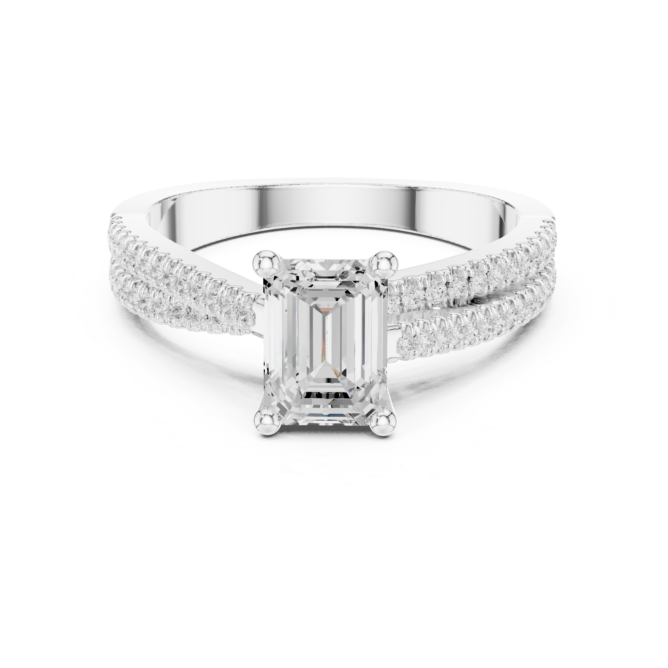 0.26 CT Emerald &  Round Lab Grown Diamond Ring | WOKE