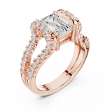 1.16 CT Emerald & Round Lab Grown Diamond Ring | WOKE