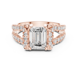 1.16 CT Emerald & Round Lab Grown Diamond Ring | WOKE