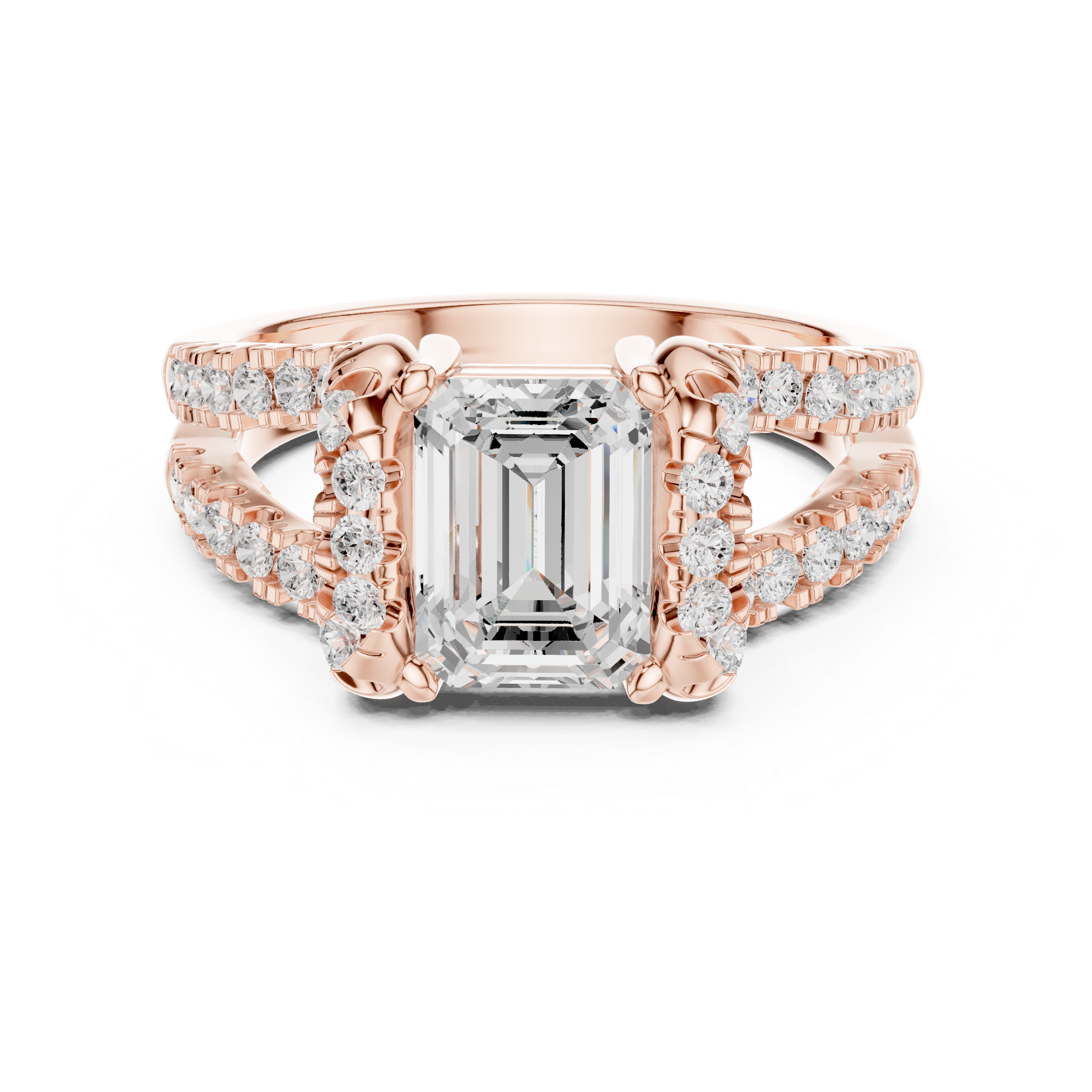 1.16 CT Emerald & Round Lab Grown Diamond Ring | WOKE