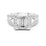 1.16 CT Emerald & Round Lab Grown Diamond Ring | WOKE