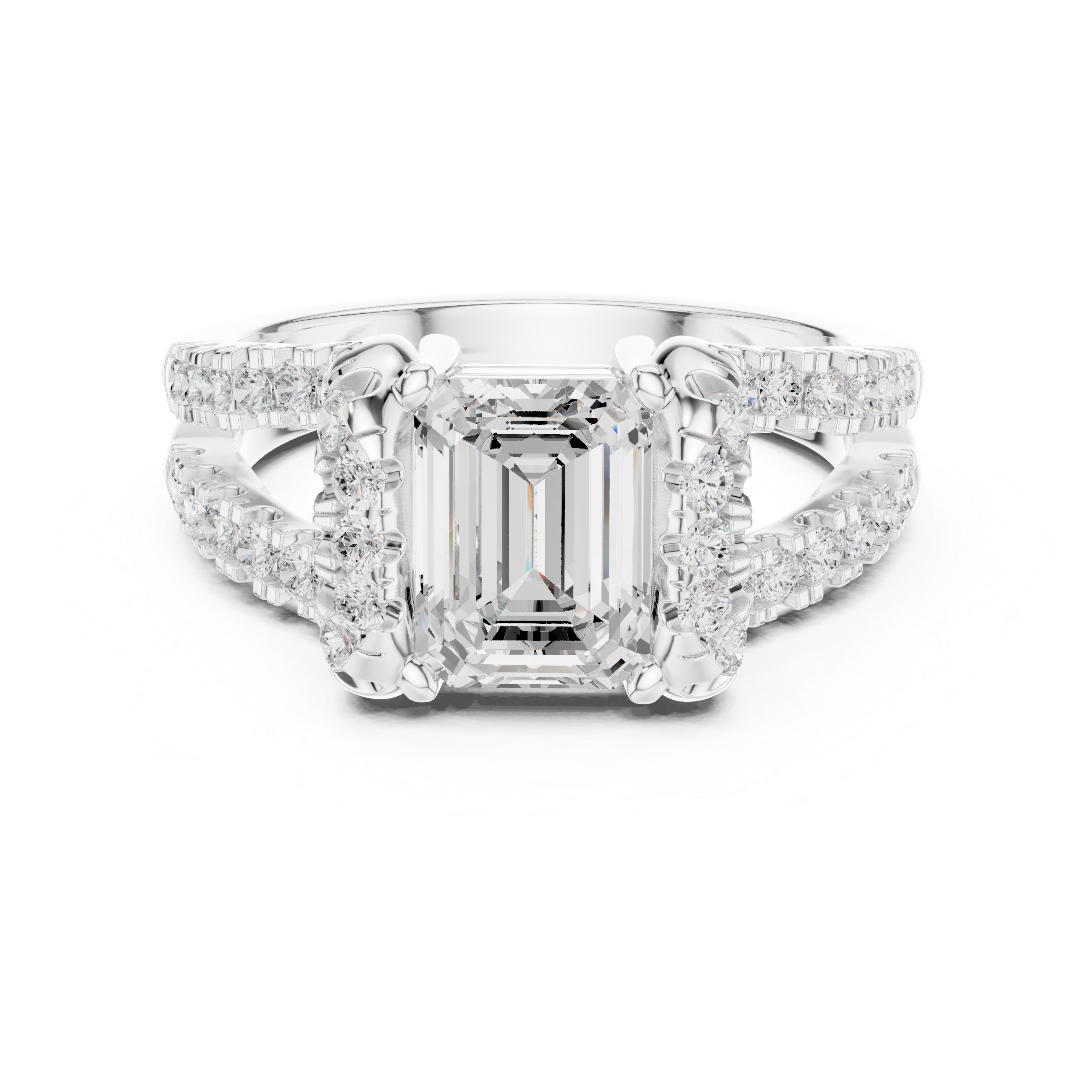 1.16 CT Emerald & Round Lab Grown Diamond Ring | WOKE