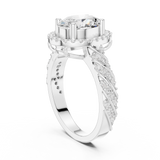 2.122 CT Oval & Round Lab Grown Diamond Ring | WOKE