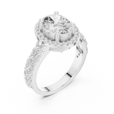 2.122 CT Oval & Round Lab Grown Diamond Ring | WOKE