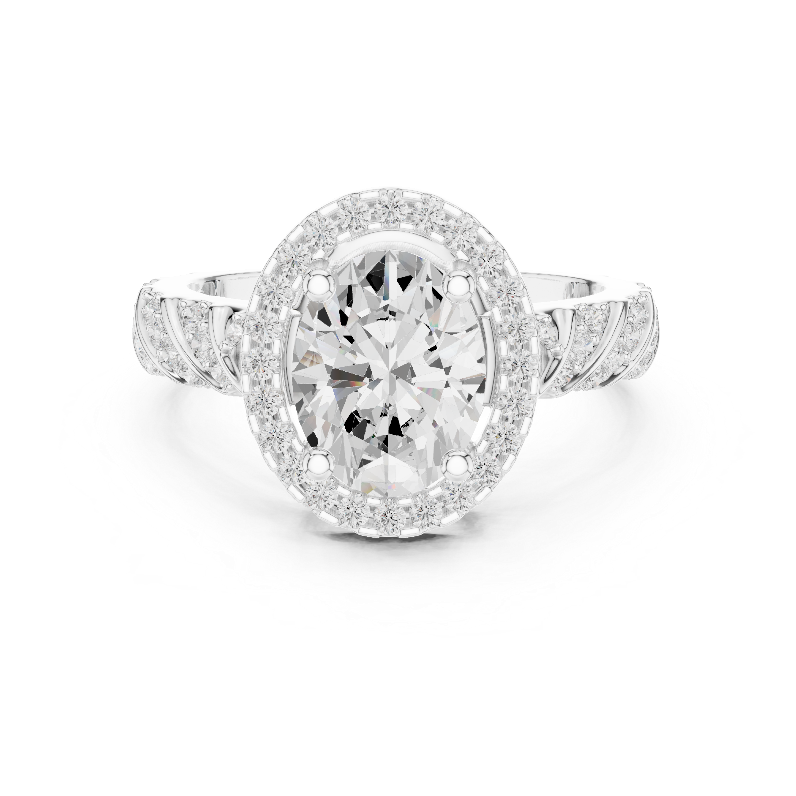 2.122 CT Oval & Round Lab Grown Diamond Ring | WOKE