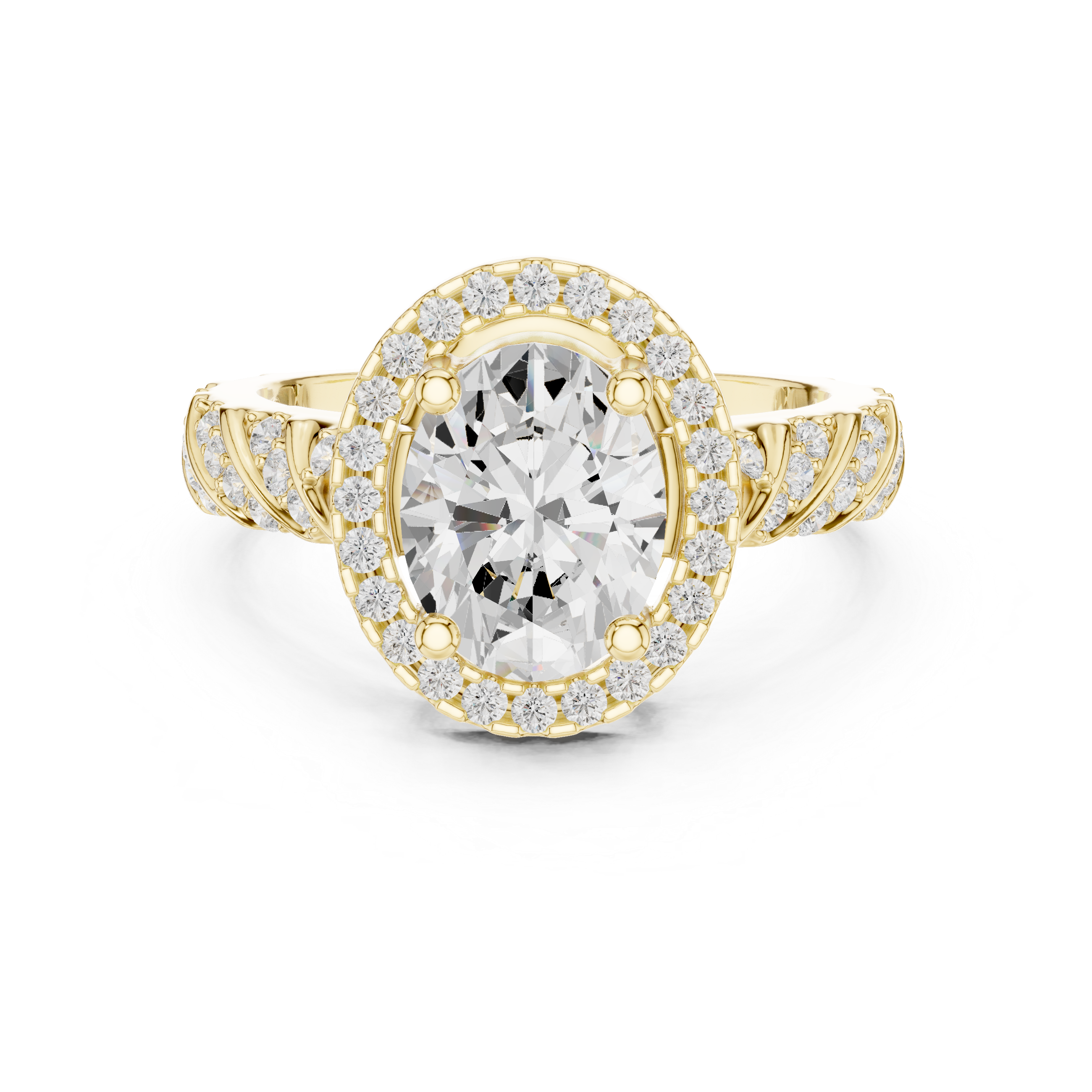 2.122 CT Oval & Round Lab Grown Diamond Ring | WOKE