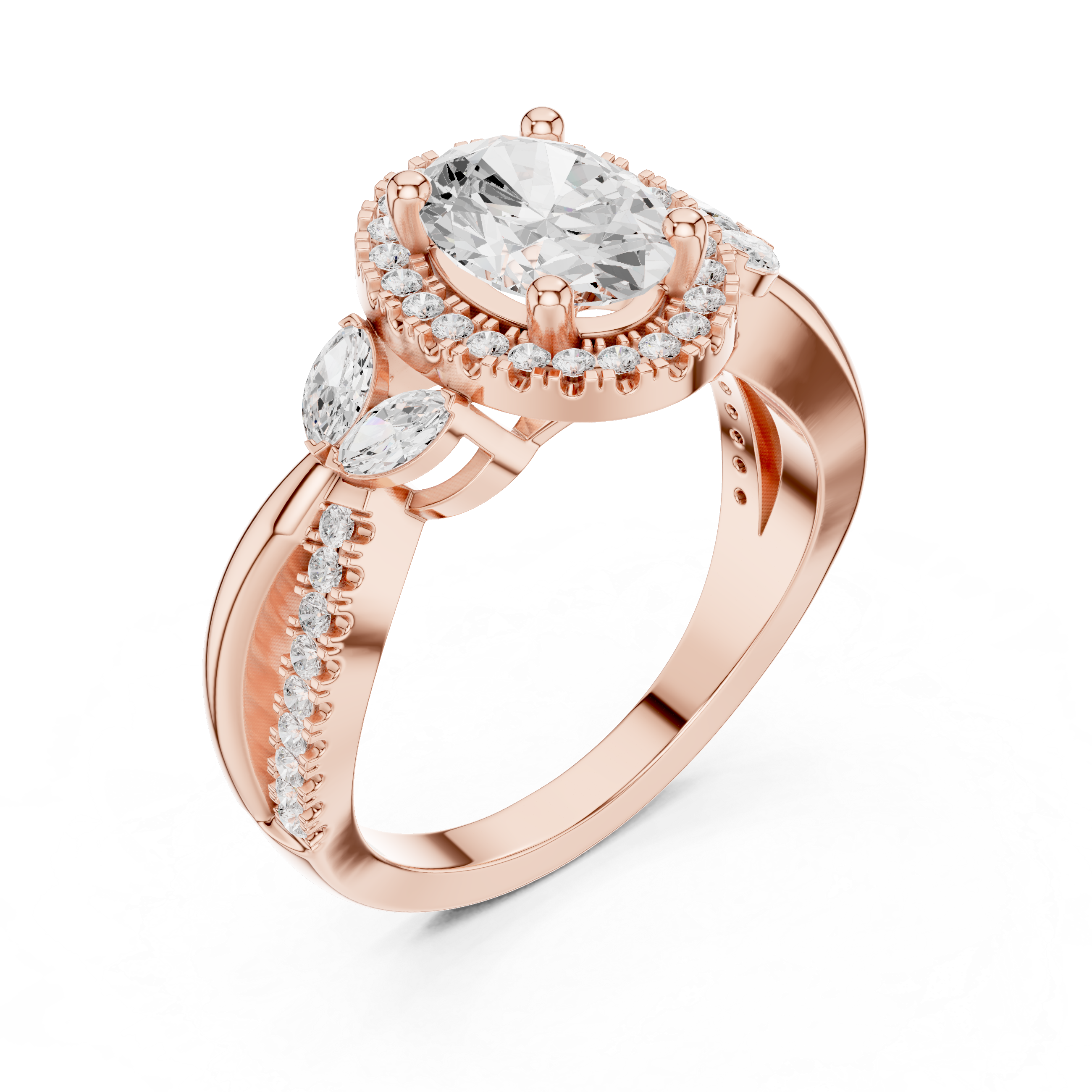 1.505 CT Oval & Round Lab Grown Diamond Ring | WOKE
