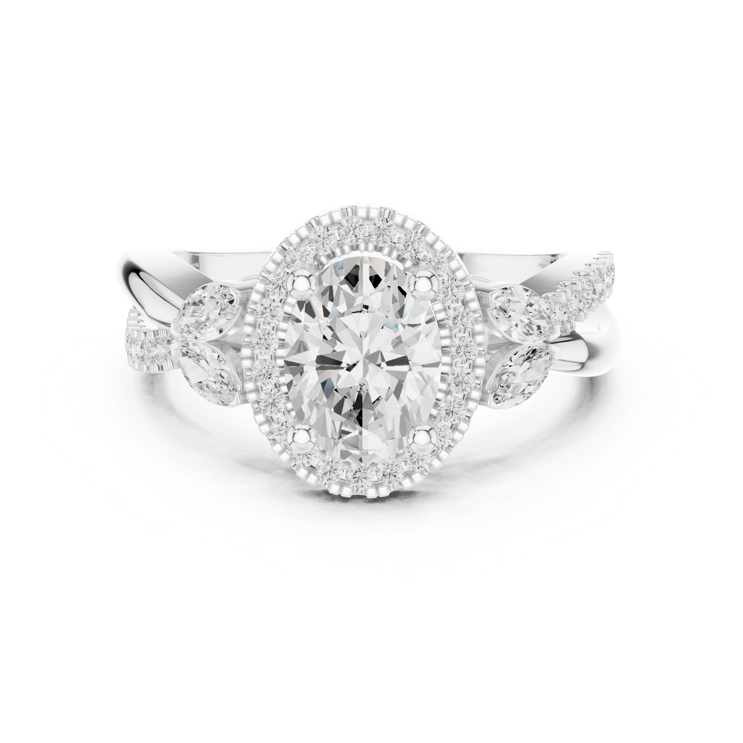 1.505 CT Oval & Round Lab Grown Diamond Ring | WOKE