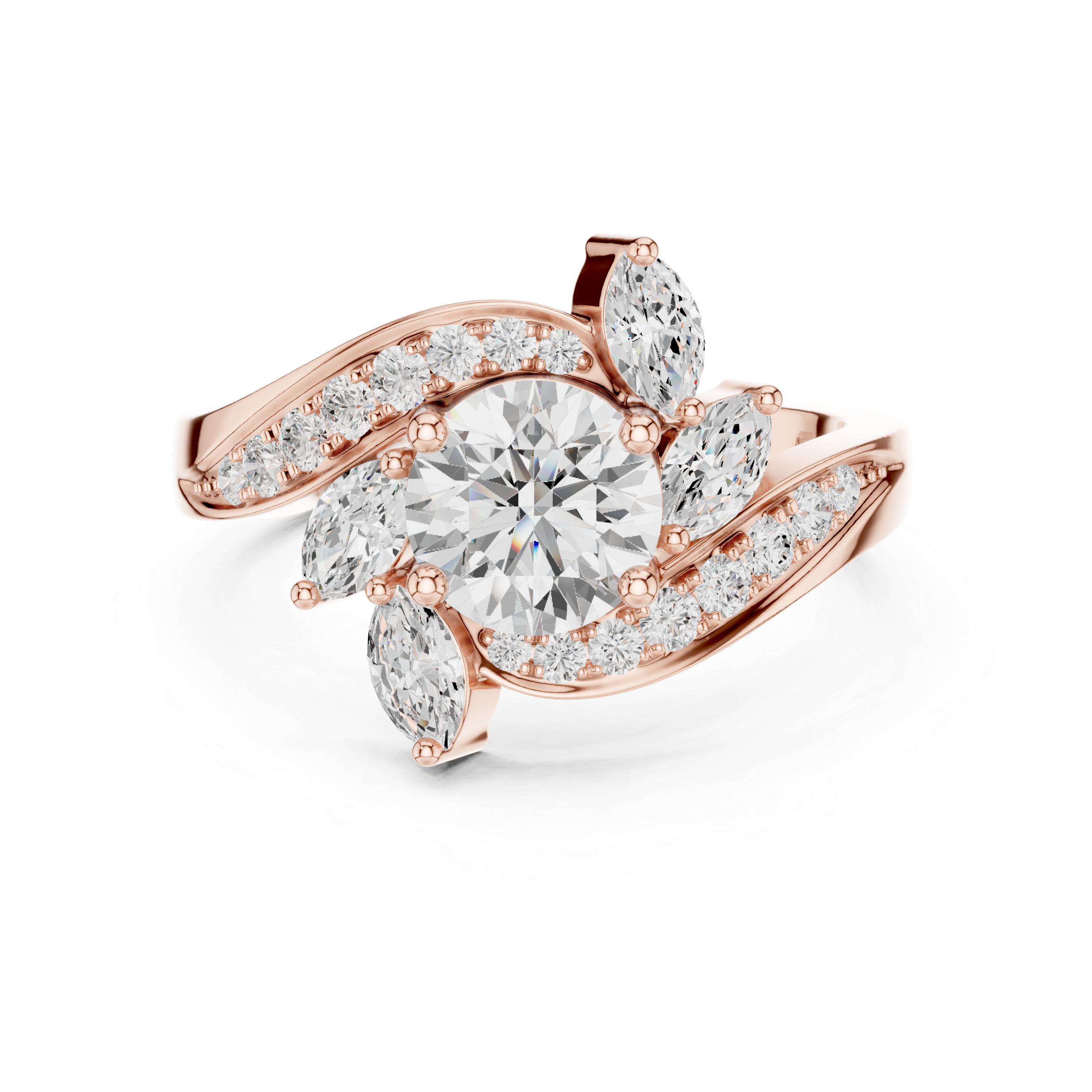 1.59 CT Marquise & Round Lab Grown Diamond Ring | WOKE