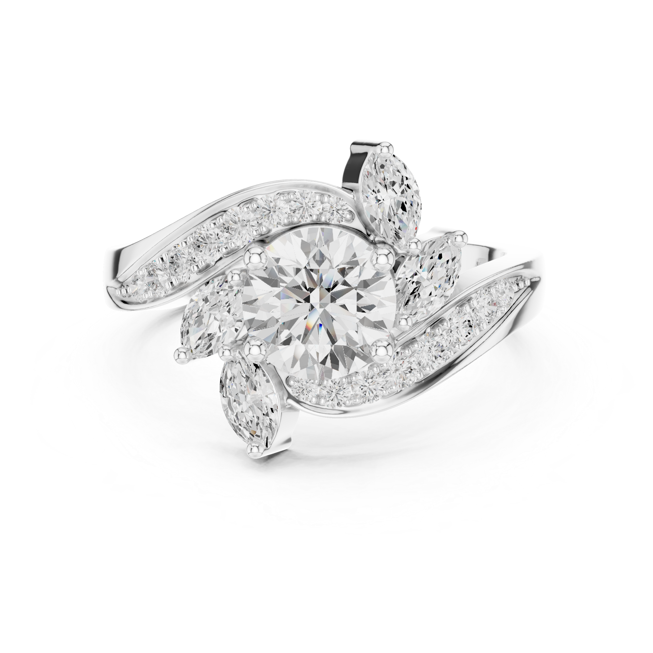 1.59 CT Marquise & Round Lab Grown Diamond Ring | WOKE