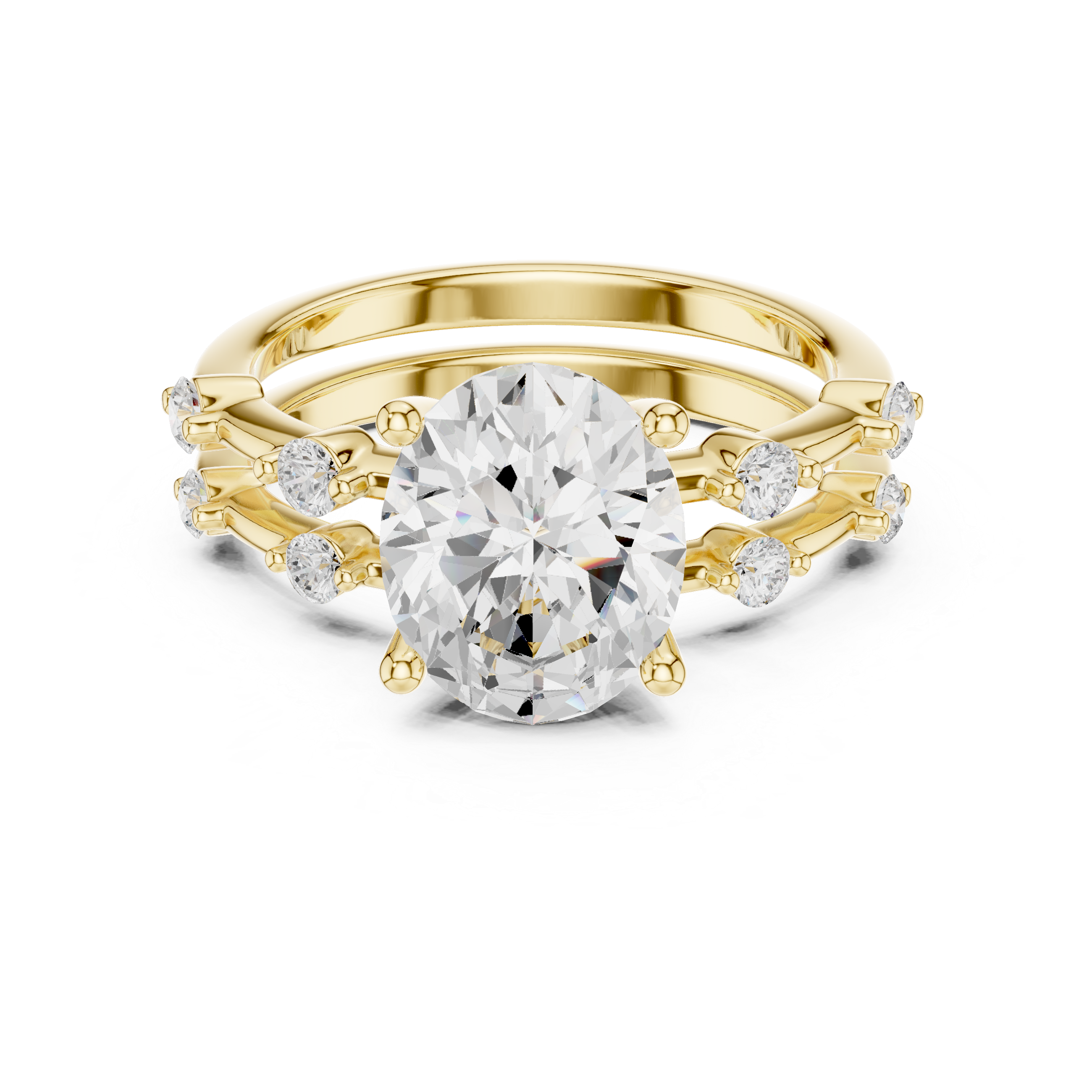 2.775 CT Oval  & Round Lab Grown Diamond Ring | WOKE