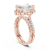 3.56 CT Marquise Emerald  & Round Lab Grown Diamond Ring | WOKE