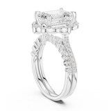 3.56 CT Marquise Emerald  & Round Lab Grown Diamond Ring | WOKE
