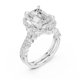 3.56 CT Marquise Emerald  & Round Lab Grown Diamond Ring | WOKE