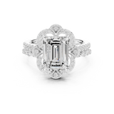 3.56 CT Marquise Emerald  & Round Lab Grown Diamond Ring | WOKE