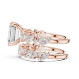 3.021 CT Marquise Emerald  & Round Lab Grown Diamond Ring | WOKE