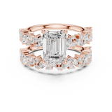 3.021 CT Marquise Emerald  & Round Lab Grown Diamond Ring | WOKE