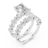 3.021 CT Marquise Emerald  & Round Lab Grown Diamond Ring | WOKE