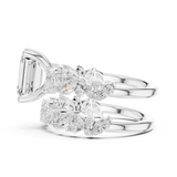 3.021 CT Marquise Emerald  & Round Lab Grown Diamond Ring | WOKE