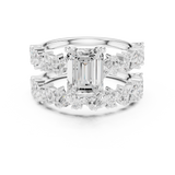 3.021 CT Marquise Emerald  & Round Lab Grown Diamond Ring | WOKE